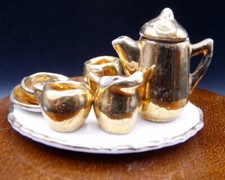 Antique c. 1900 TEA COFFEE SET Porcelain German 1:12 Dollhouse Miniature