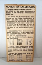1960 MTA Boston Elevated Railway Passenger Notice Sign PRE MBTA Dorchester Line