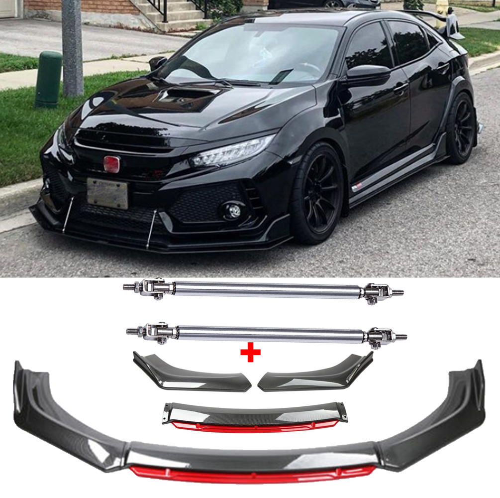 3-Pc Carbon Fiber Style Front Lip Spoiler For 2016-2020 Honda Civic – Mugen Look