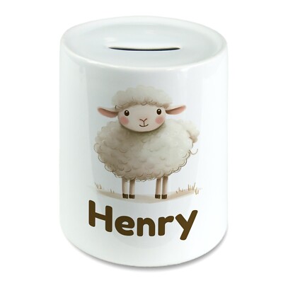 Personalisierte Aquarell Schaf Kinder Spardose Sparschwein. Beliebiger Name