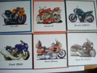 6 x Motorrad Cartoon Karten  Suzuki - Yamaha - Honda