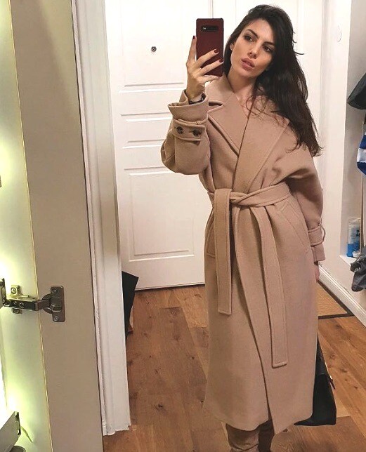 ZARA NEW WOMEN BELTED WOOL BLEND COAT TAUPE BROWN Sz M 3057