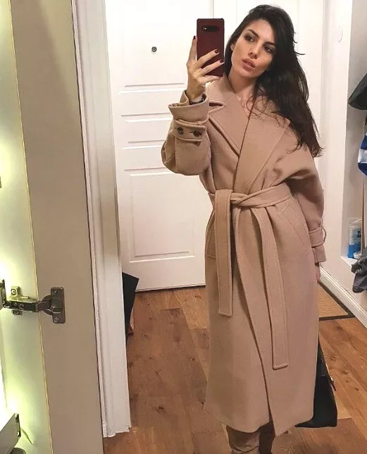 ZARA NEW WOMEN BELTED WOOL BLEND COAT TAUPE BROWN Sz M 3057 245