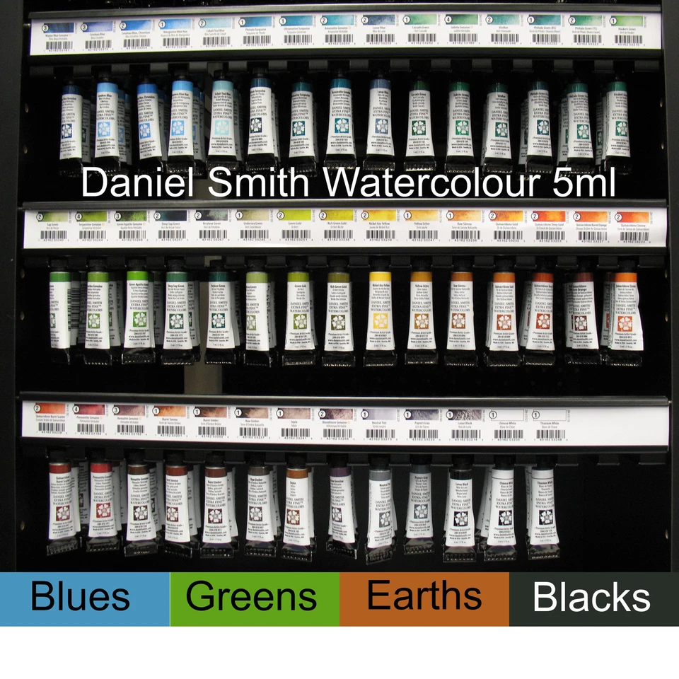 Daniel Smith extra fine artist watercolour 5ml - blues, greens, earths, blacks