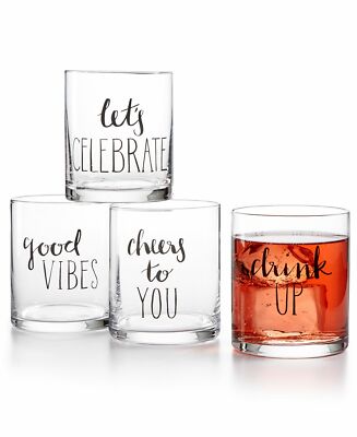 The Cellar 262980 Words 4-Piece Old Fashioned Drinking Glass Set