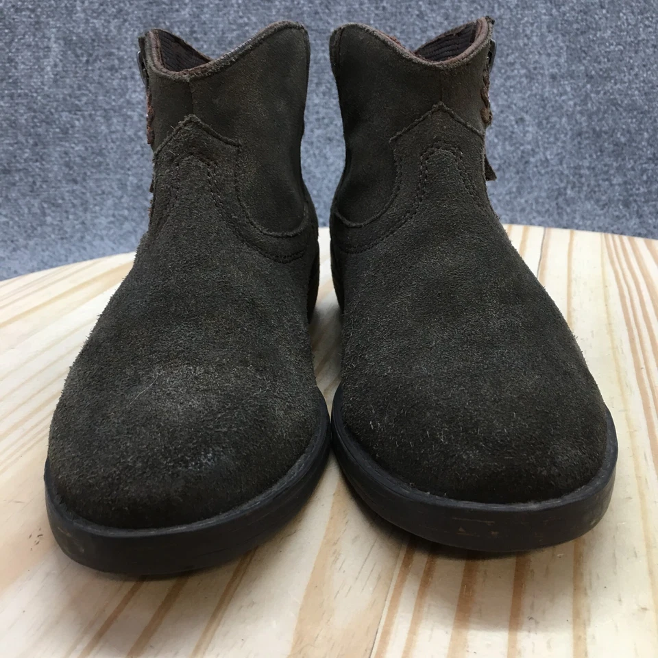 OTBT ботинки женщин 7 M трек ботинок серый кожаный кубинский каблуки стороны молнии - Изображение 4 из 4