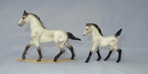 Hagen Renaker Horse Mini Lot of 2 Thoroughbred TB stallion & foal dun as is