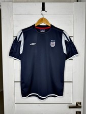 Vintage 2004-2006 England Umbro Training Shirt Jersey Navy Blue Soccer Jersey M