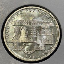 Germany 10 mark 1989 1000 Years Potsdam F 625Ag Silver  aUNC 0.31oz ASW B2974