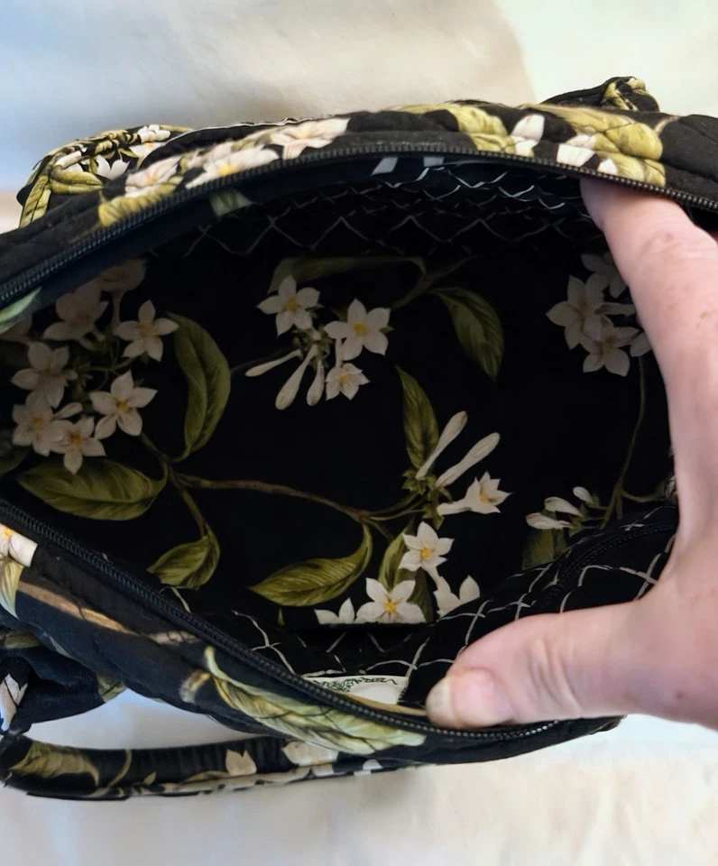Bolsa de mão Vera Bradley vintage aposentada estampa floral jasmim alça dupla - Imagem 3 de 4