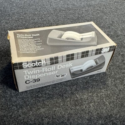 Scotch 3M C-39 Twin Roll Desk Tape Dispenser NEW SEALED Black VINTAGE