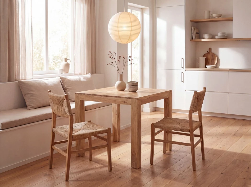FineBuy Table de salle à manger 80x76x80cm Bois Massif Table de Cuisine Acacia - Photo 2/4