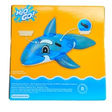 H2OGO Bestway Whale Ride-On Inflatable Pool Float Blue 62x37in 99lb Capacity