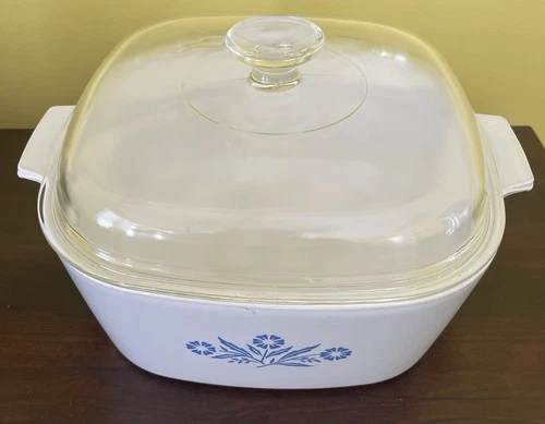 Vintage Corning Ware Blue Cornflower 4qt Casserole Dish P-84-B W/ Pyrex Lid