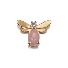 Auth CHAUMET Single Earring Pink Opal Attrape-moi Bee 18K 750 Yellow Gold 