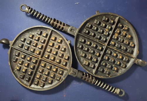 Griswold No.8 Large Slant Logo American Cast Iron Waffle, No Base, Uncleaned