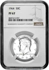 1964 50c Silver Proof Kennedy Half Dollar NGC Graded PF 67 with New Holder