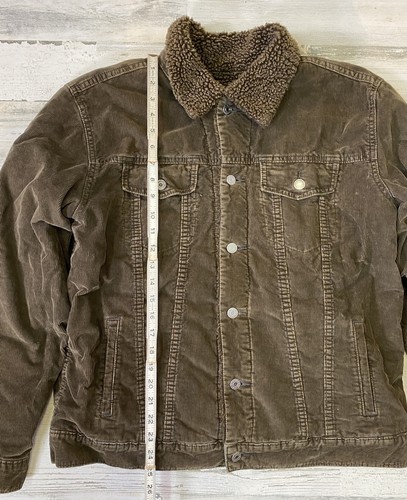 VTG Gap Corduroy Trucker Jacket Mens L Brown Y2K 2004 Sherpa Lined Western - Picture 3 of 16