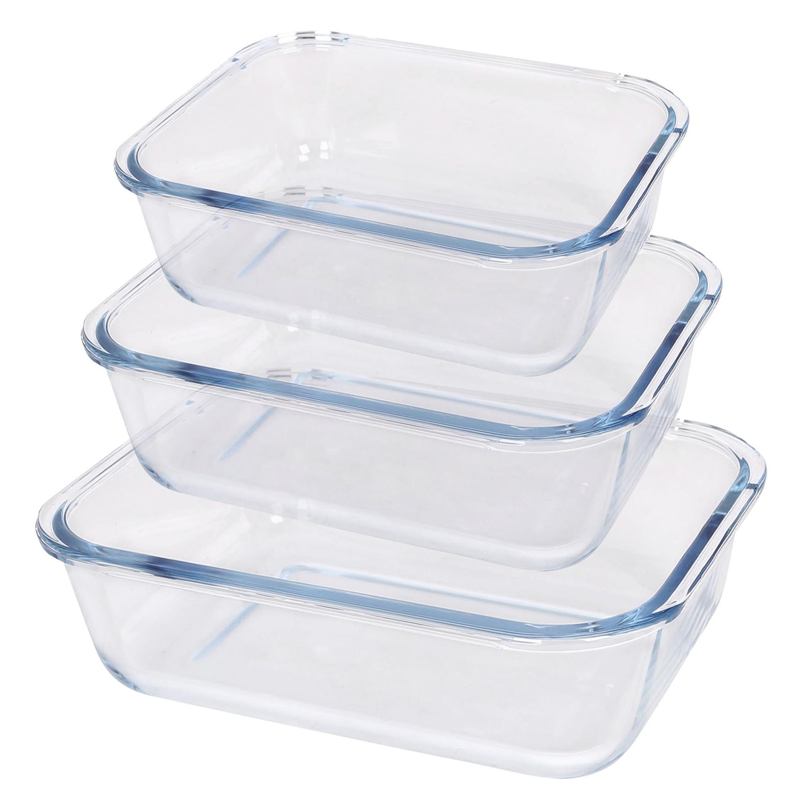 3 Pack Rectangular Glass Cake Dish Set - 3 Sizes