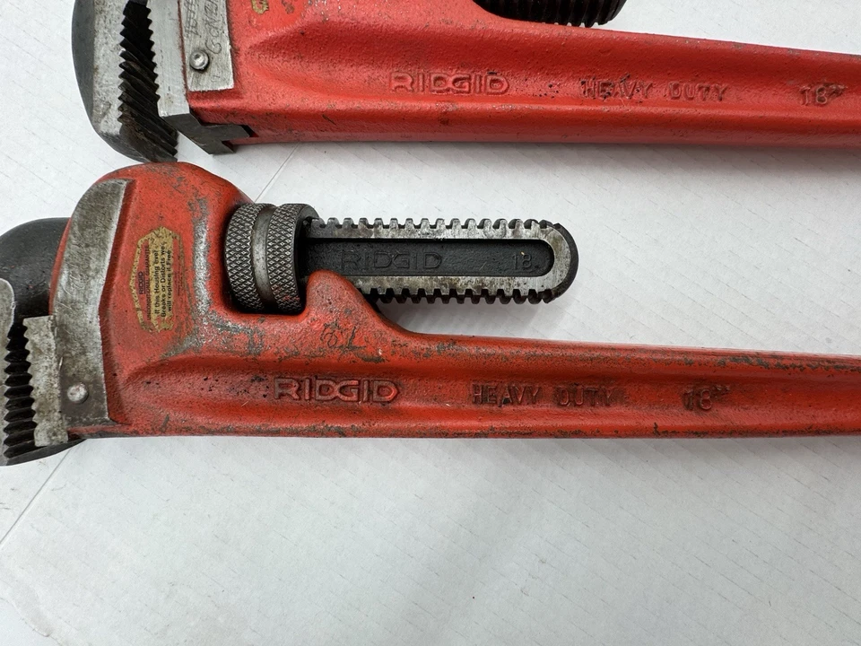 Lote de 4 chaves de tubo de ferro fundido Ridgid 2x18", 14" e 10" todos os dentes afiados - Imagem 2 de 4