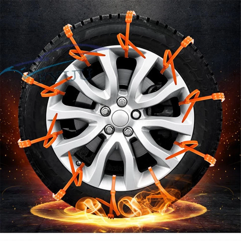 10 Piezas Universal Invierno Nylon Nieve Barro Antideslizante Neumáticos Cadenas Tendón para Coche Sedán Foto 3 de 4