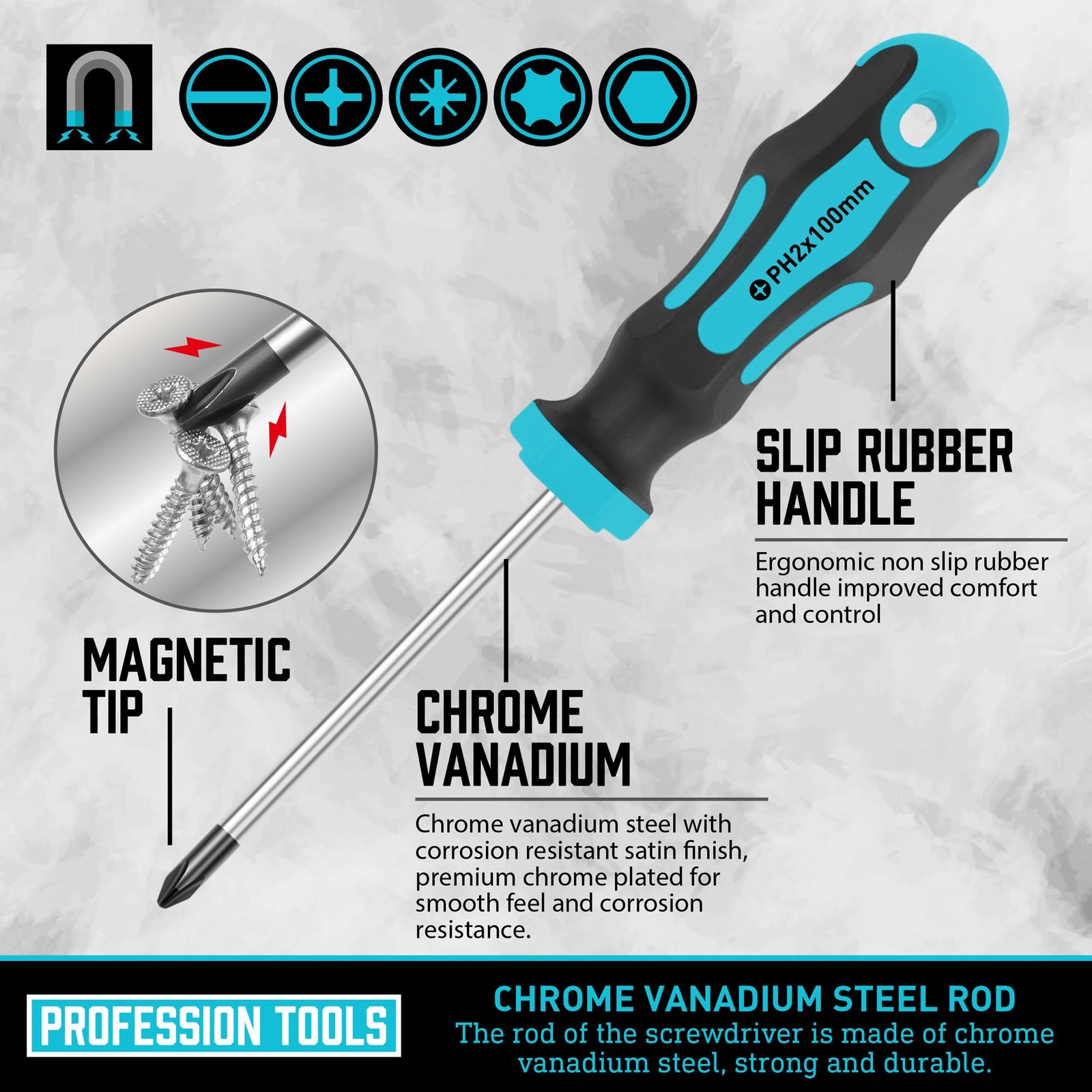 Magnetic Screwdrivers Set with Case, Amartisan 43-piece Includs Slotted, Phil...