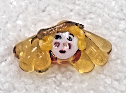 1 Older Lampwork Handmade Bead Beads Christmas Angel w Golden Hair & Heart 3/4W