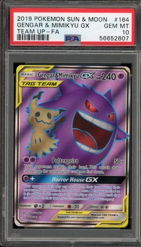Pokemon Gengar & Mimikyu GX Team Up Full Art #164 PSA 10 Gem Mint