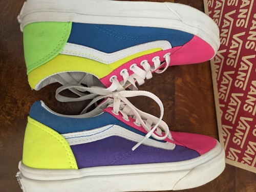 Vans Old Skool Neon Color-Block Shoes Size 2 Preowned In original box READ - Picture 9 of 11