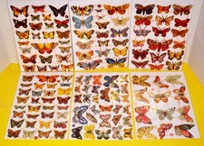 126 BUTTERFLIES 6 Sheets German DIE CUT scrap vintage style GERMANY