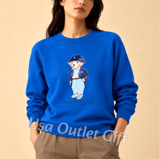 POLO PALPH LAUREN Polo Royal Blue Polo Bear Soft Sweatshirt Women M, NWT