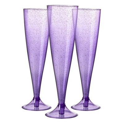 5 OZ Purple Glitter Plastic Champagne Flutes 30 Pack, Disposable Wine  Glasses... | eBay