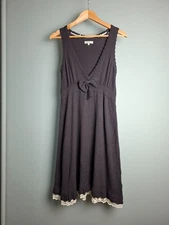 ​by Ti-Mo Norwegian Lace Trim Dress Tunic Dark Gray Viscose Blend Knit Size S