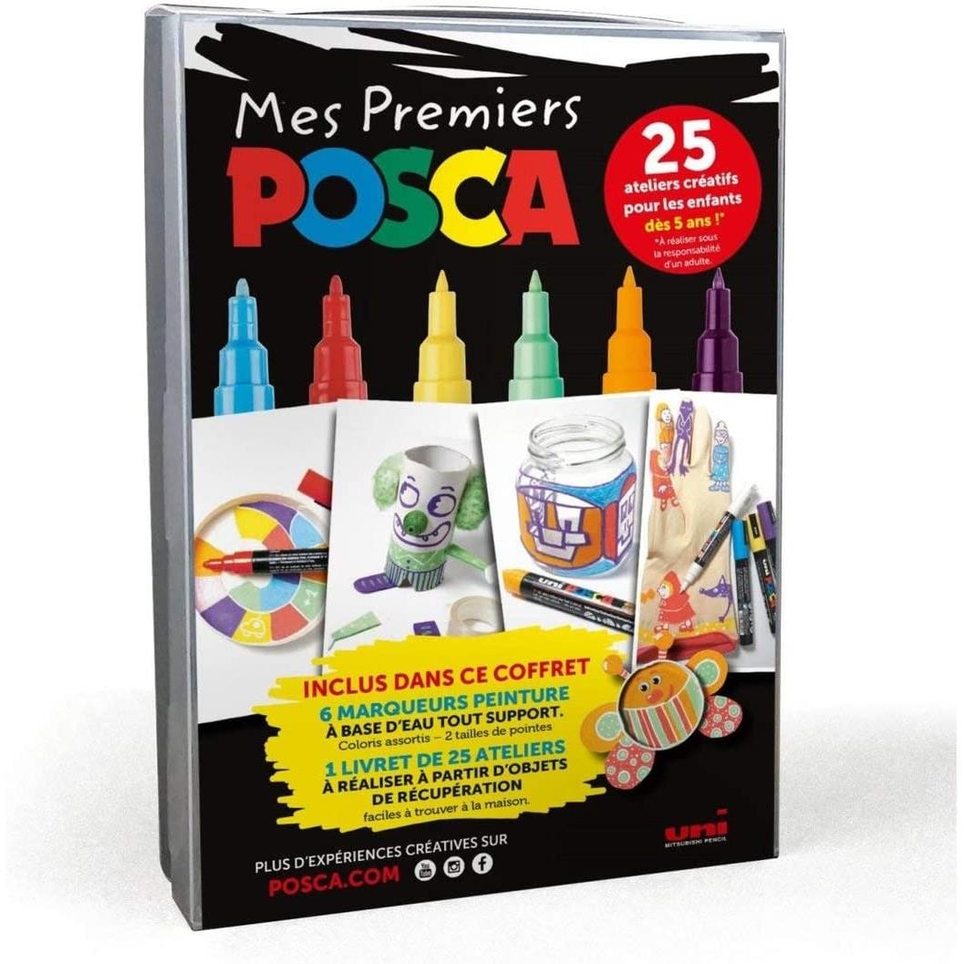 Coffret cadeaux Posca Mes Premiers feutres peinture avec livret de modèles