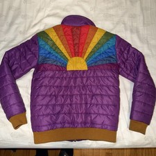 Aviator Nation Kids Sunburst Rainbow Puffer Size 12 Purple Girls