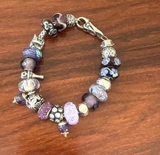Trollbeads Chamilia Beads Bracelet Complete Lot of 22 w/TB Freja Knot Lock