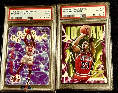 Michael Jordan (( 2 Cards)) PSA 8/ 9 Lot! Beautiful Collection .. High End Cards