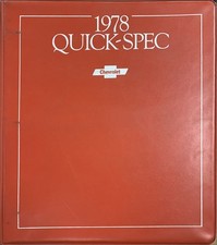 1978 Chevrolet Quick Spec Option Ordering Guide Dealer Album RPO Codes