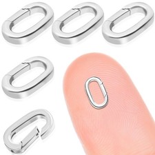 5PCS Oval Clasp Carabiner Necklace Connector Stainless Steel Spring Clasps Brace
