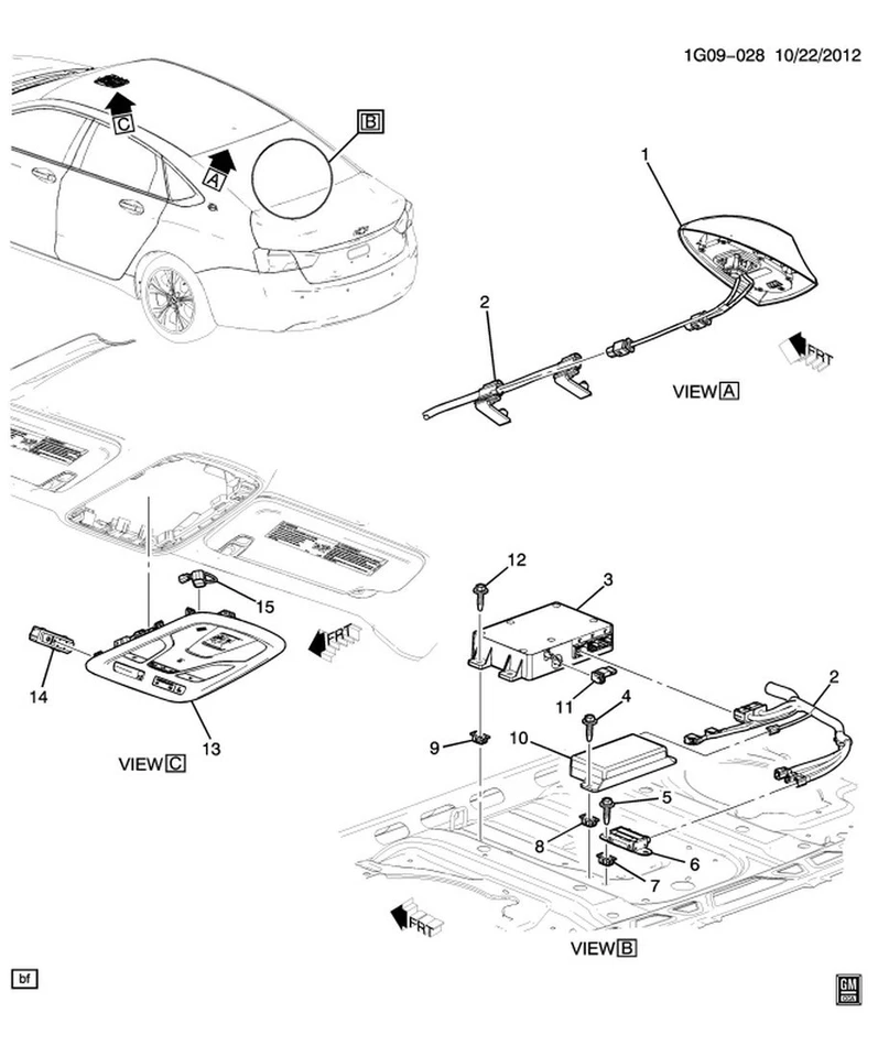 Antena de rádio GPS UE1 alta frequência flash de carbono 2015 Chevrolet Impala Malibu - Imagem 2 de 4