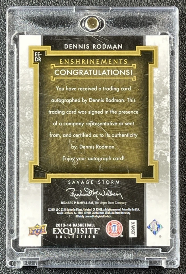 DENNIS RODMAN 2013-14 UPPER DECK EXQUISITE #EE-DR ENSHRINEMENTS AUTO 12/25 BULLS - Image 2 of 2