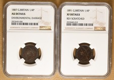 1887 & 1891 Great Britain Farthings both Certified by NGC