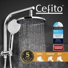Cefito WELS 9'' Rain Shower Head Set Round Handheld High Pressure Wall Chrome