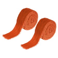 1-1/2 Inch Velvet Ribbon, 2 Roll Total 6 Yard Frayed Ribbon, Orange