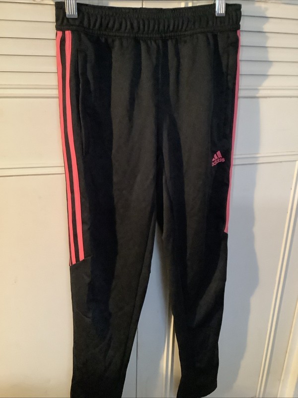 adidas Black Climawarm Three Stripes Joggers Size M, Straight Leg