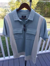 Boohooman New Mens Size Large Slim Fit Shirt Short Sleeve Button Blue / Grey