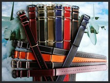 24mm Brown g10 NATO Oily Leather UTC Pilot strap watchband IW SUISSE 16 18 20 22