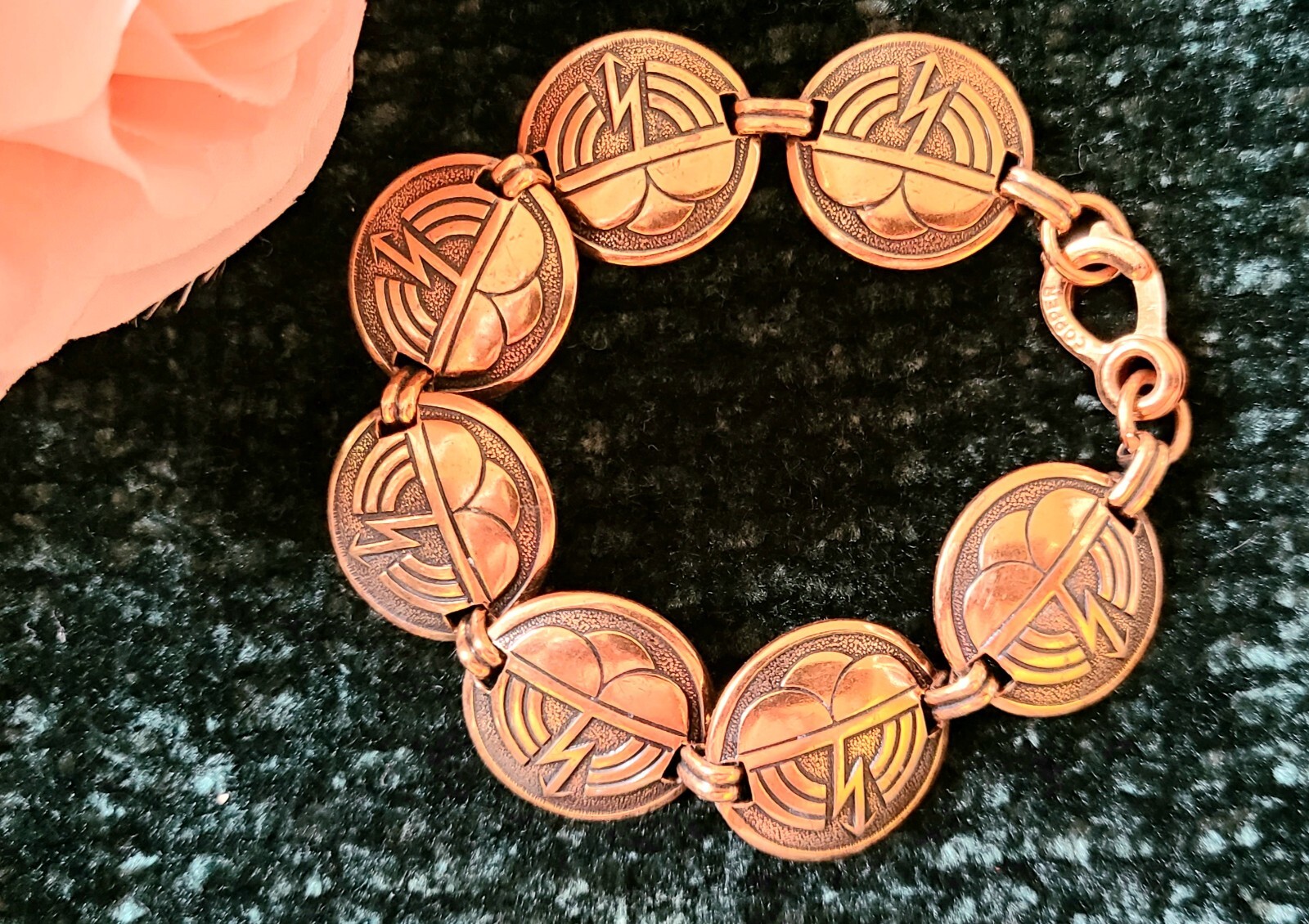 Vintage- 8" long - Solid Copper - Link/Panel Brac… - image 1