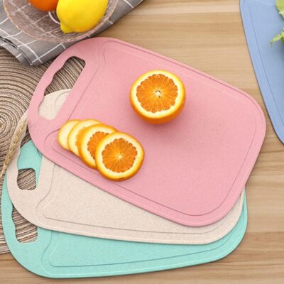 3 Pack Mini Kitchen Cutting Board Set Small Fruit Wheat Straw Plastic Boards Non
