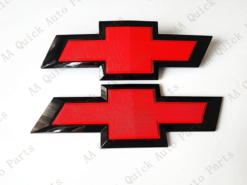 Chrome & Black Front & Tailgate Bowtie Emblem Set For 2015-2019 Silverado 2500/3500 HD